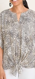 Chico's Animal Print Tie Front Top Size 3.